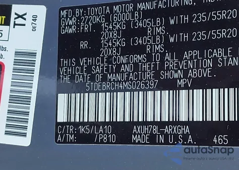 2021 Toyota Highlander Hybrid Platinum from USA, damaged, VIN 5TDEBRCH4MS026397